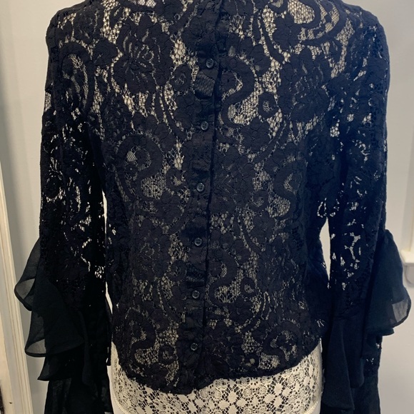 Jack by BB Dakota Black Lace Bell Sleeve Blouse - Picture 3 of 7